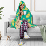 Pineapples Pattern Green Background Hooded Blanket
