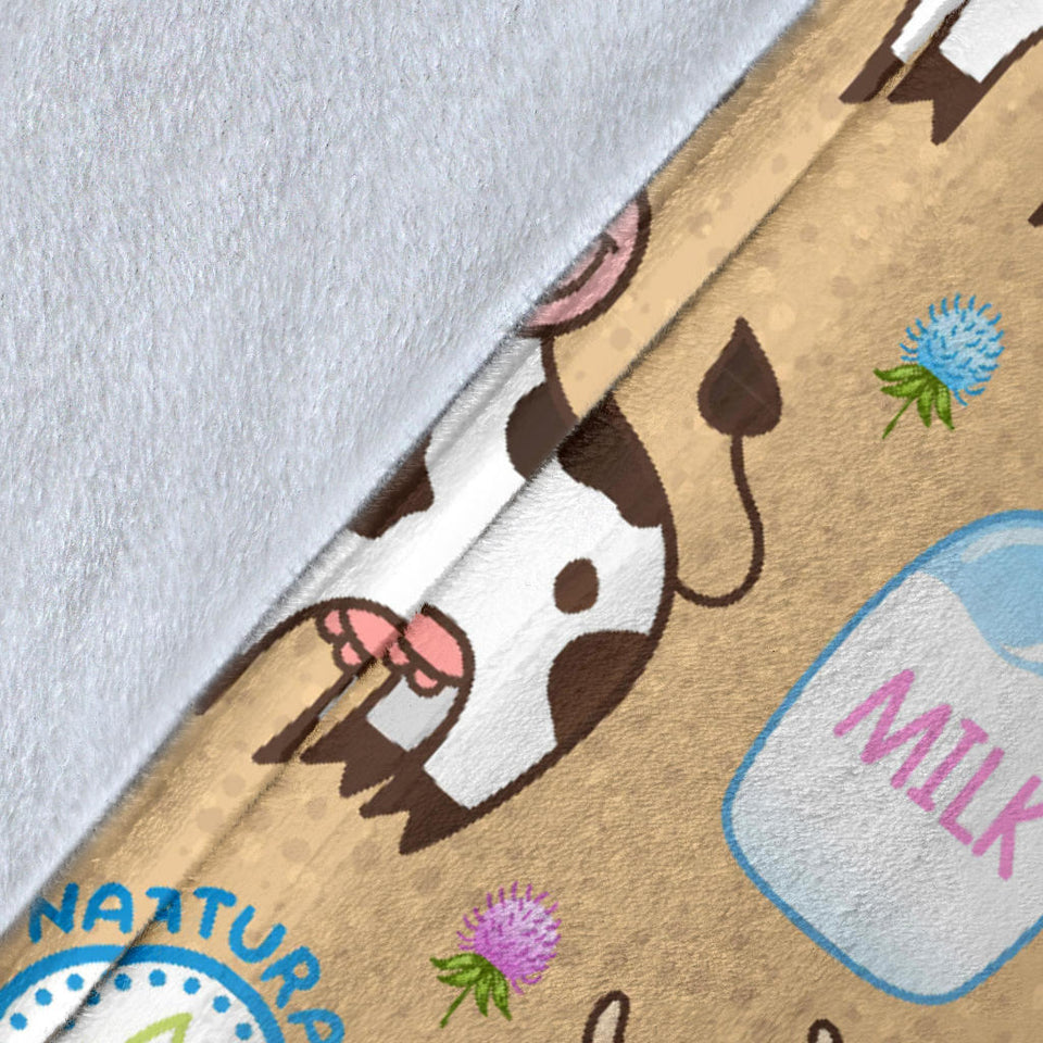 Cow Bottle Of Milk Pattern Premium Blanket