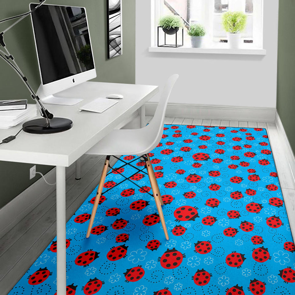 Ladybug Pattern Print Design 02 Area Rug