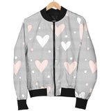 Heart Pattern Gray Background Women'S Bomber Jacket
