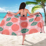 Grapefruit Leaves Flower Pink Background Sarong