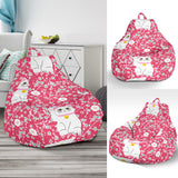 Maneki Neko Lucky Cat Sakura Pink Background Bean Bag Cover