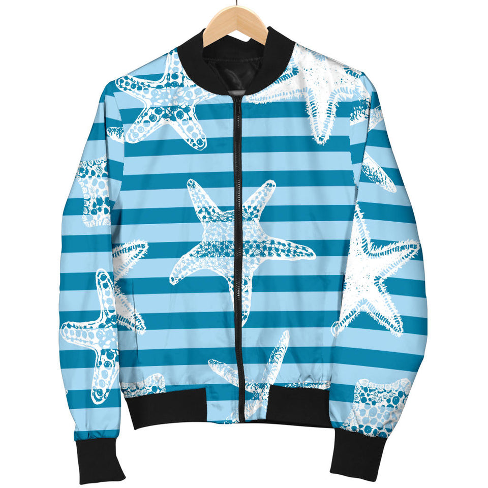 Starfish Blue Blackground Men'S Bomber Jacket
