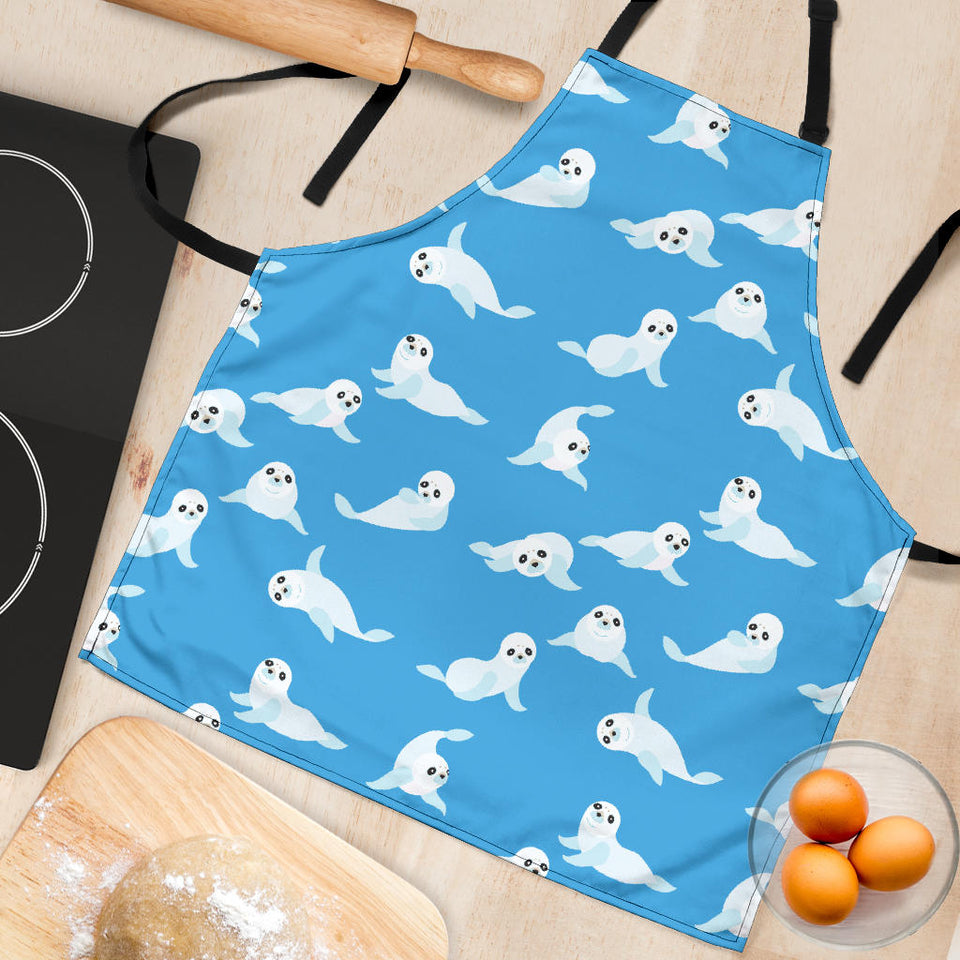 Cute Sea Lion Seal Pattern Background Adjustable Apron