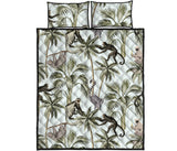 Monkey sloth lemur palm trees pattern Quilt Bed Set