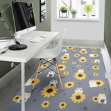 Cute Hamster Sunflower Pattern Background Area Rug