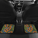 Colorful Papaya Tropical Leaves Front And Back Car Mats