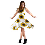 Sunflowers Design Pattern Sleeveless Midi Dress