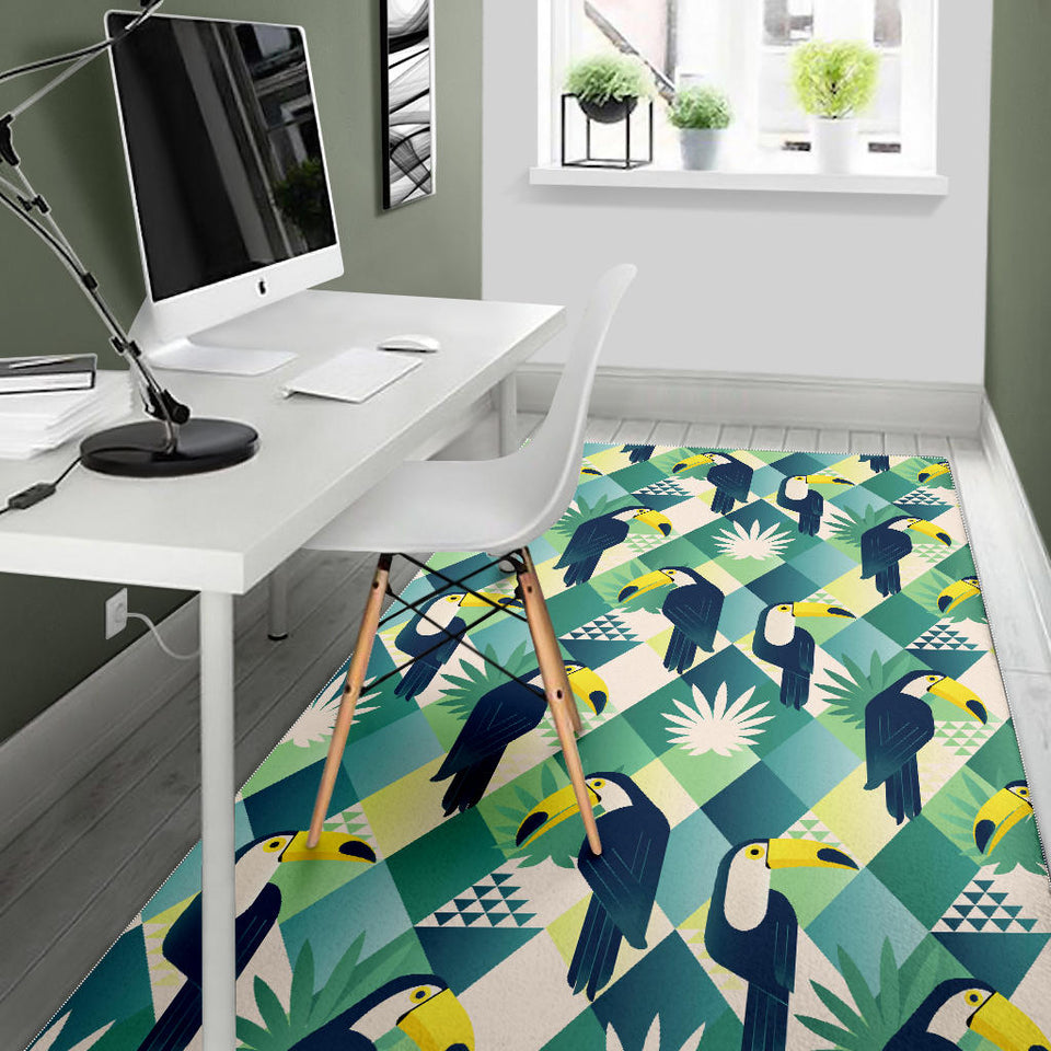 Toucan Tropical Leaves Design Pattern  Area Rug