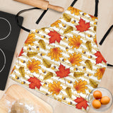 Maple Leaf Oak Leaf Acorns Beige Striped Background Adjustable Apron