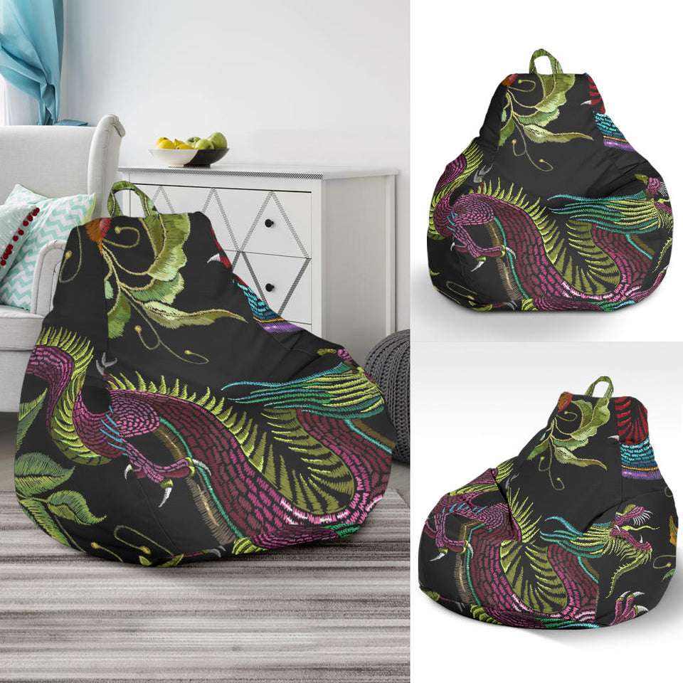 Dragons Flower Pattern Bean Bag Cover