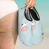 Cute Cow Flower Pattern Aqua Shoes