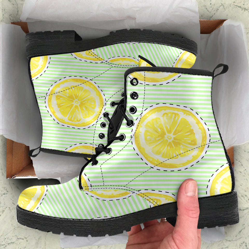 Slice Of Lemon Pattern Leather Boots