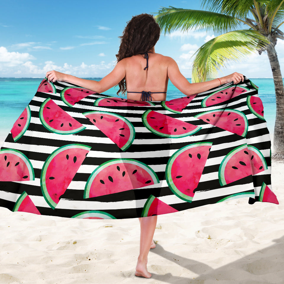 Watercolor Paint Textured Watermelon Pieces Sarong