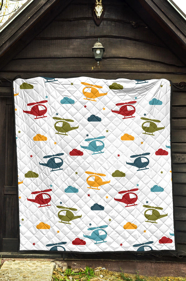 Colorful Helicopter Pattern Premium Quilt