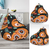 Pumpkin Flowers Spiderweb Halloween Theme Bean Bag Cover
