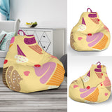 Cake Cupcake Heart Cherry Pattern Bean Bag Cover