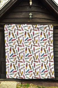 Skate Board Pattern Print Design 05 Premium Quilt
