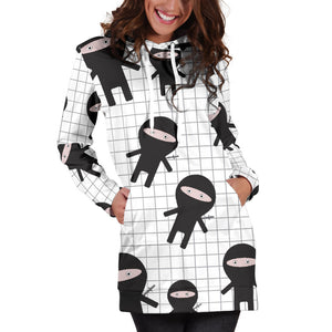 Ninja Pattern Plaid Background Women'S Hoodie Dress