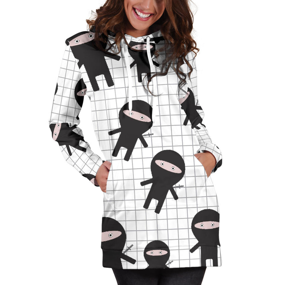 Ninja Pattern Plaid Background Women'S Hoodie Dress