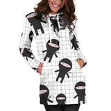 Ninja Pattern Plaid Background Women'S Hoodie Dress
