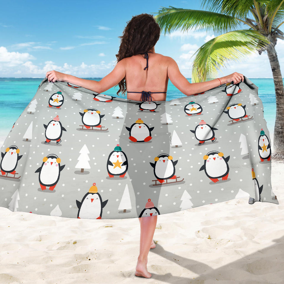 Cute Penguin Christmas Pattern Sarong