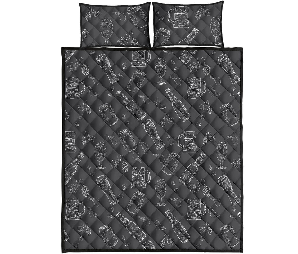 Beer hand drawn pattern Quilt Bed Set