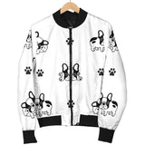 Cute French Bulldog Paw Pattern Women'S Bomber Jacket
