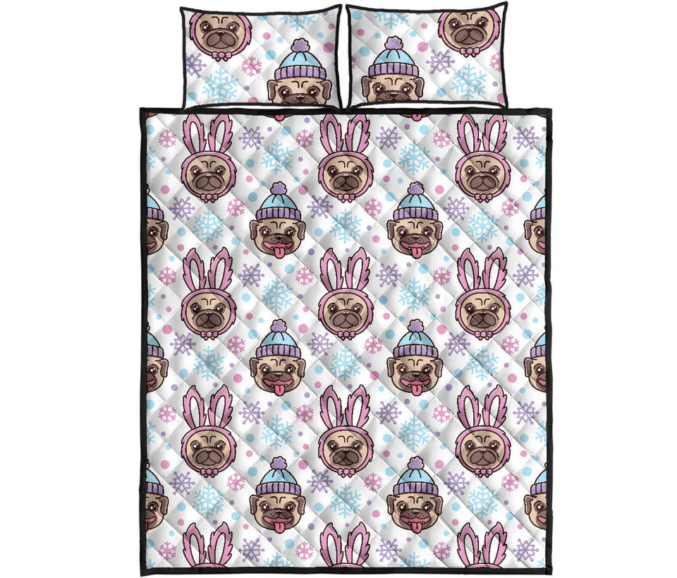 Cute pug hat rabbit costume pattern Quilt Bed Set