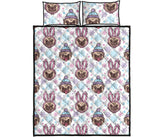 Cute pug hat rabbit costume pattern Quilt Bed Set