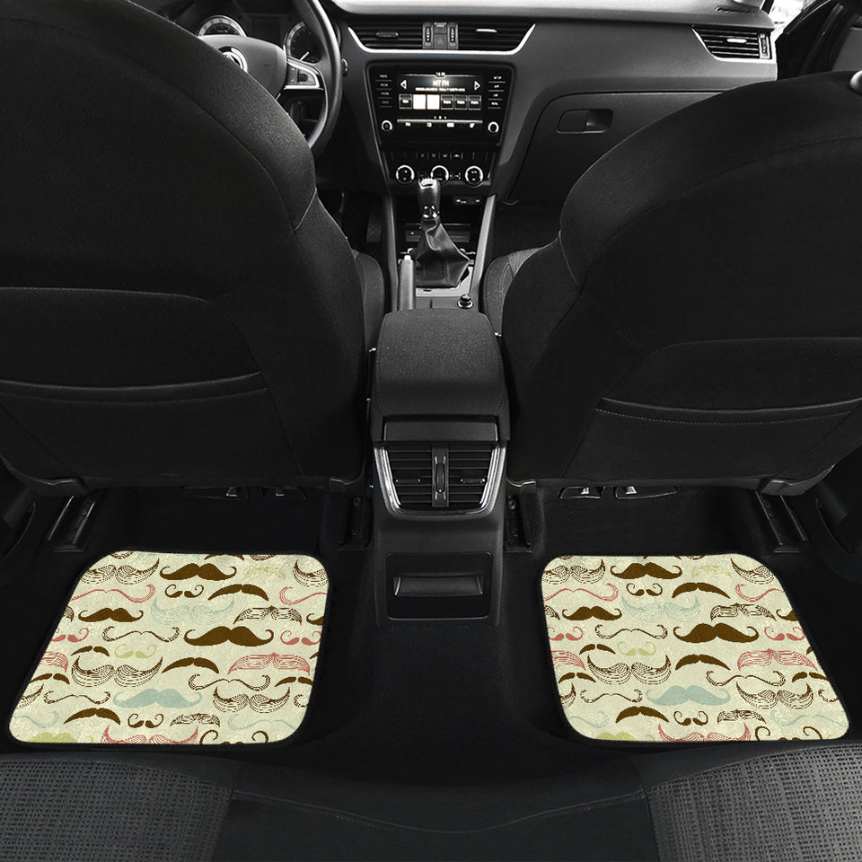 Mustache Beard Pattern Print Design 01 Front and Back Car Mats