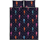 Watercolor colorful seahorse pattern Quilt Bed Set