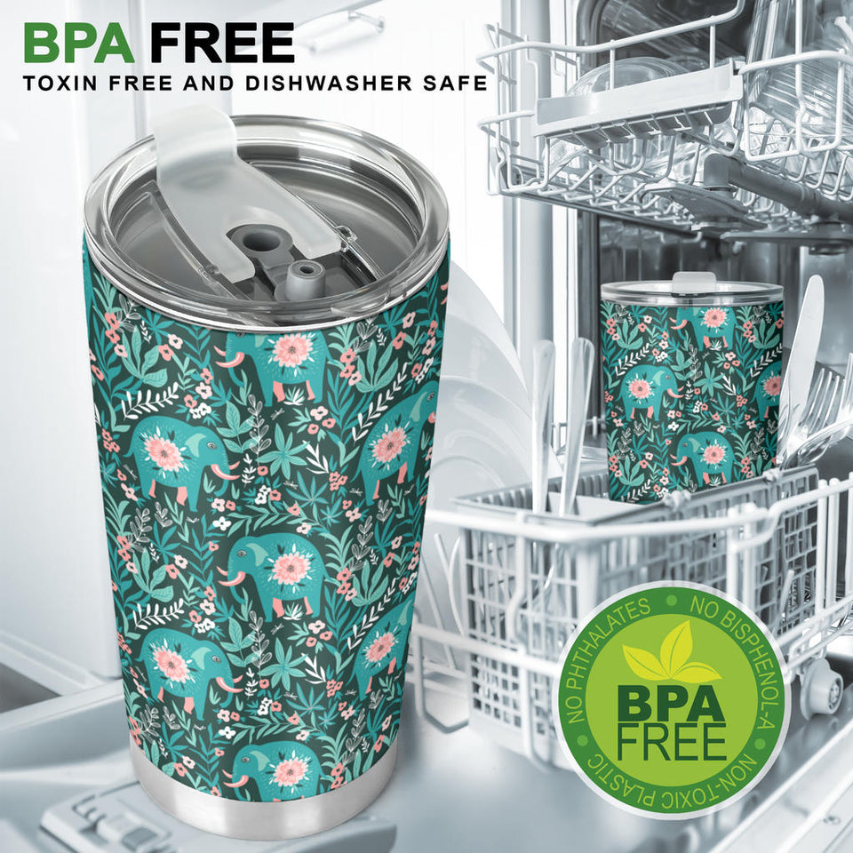 Elephants Jungle Pattern Tumbler
