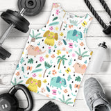 Cute elephants palm tree flower butterfly pattern Men Tank Top