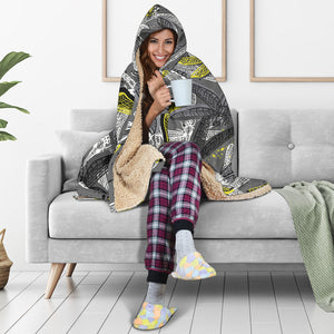Hand Drawn Dragonfly Pattern Hooded Blanket