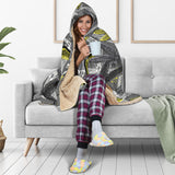 Hand Drawn Dragonfly Pattern Hooded Blanket