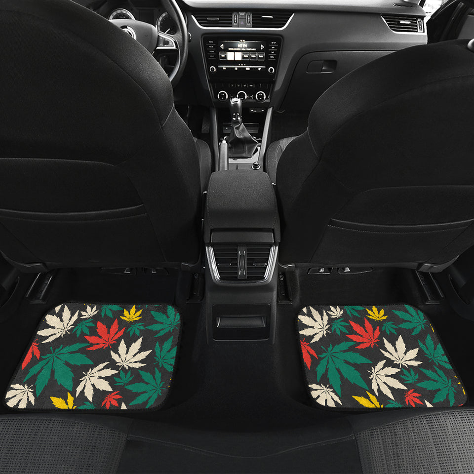 Canabis Marijuana Weed Pattern Print Design 02 Front and Back Car Mats