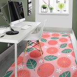 Grapefruit Leaves Flower Pink Background Area Rug