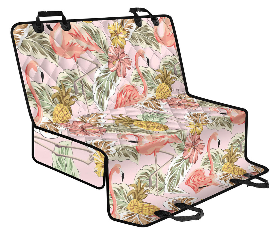 Pink Flamingo Birds Pineapples Hibiscus Flower Pattern Dog Car Seat Covers