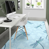 Dragonfly Pattern Blue Background Area Rug