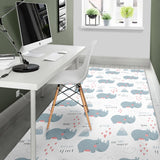 Cute Rhino Heart Pattern Area Rug
