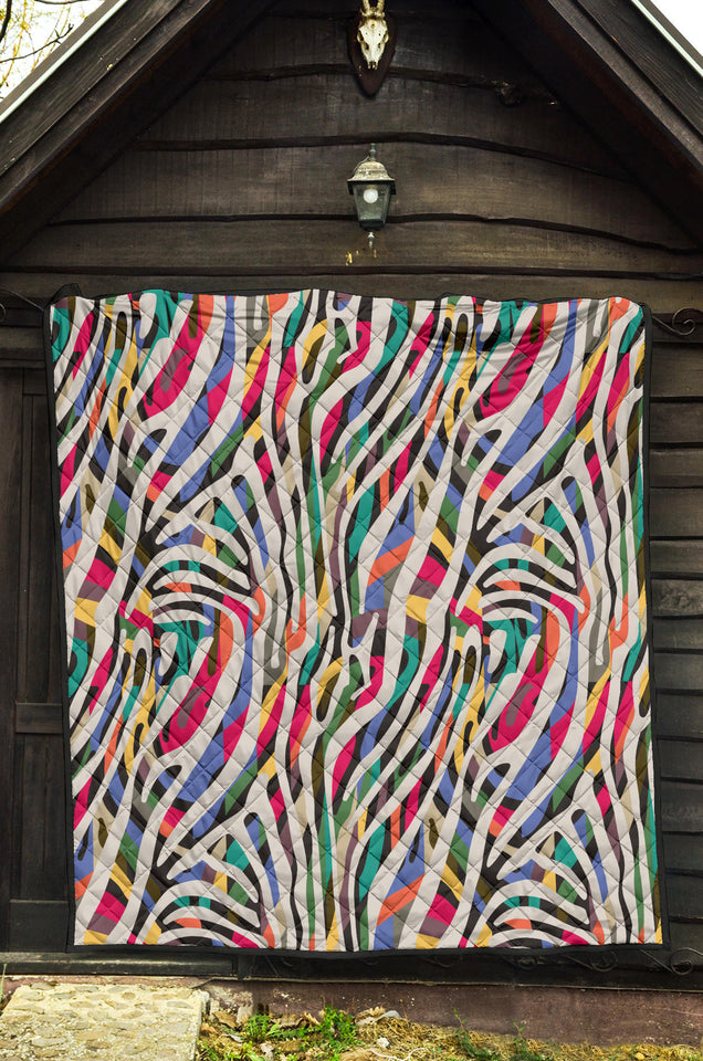 Colorful Zebra Skin Pattern Premium Quilt