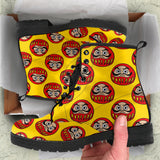 Daruma Japanese Wooden Doll Yellow Background Leather Boots