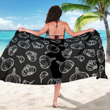 Garlic Pattern Black Background Sarong