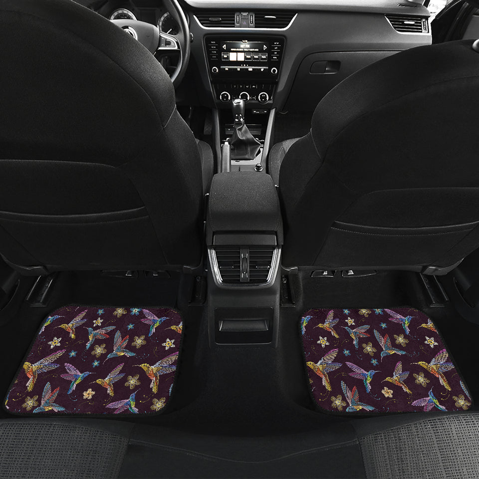 Hummingbird Pattern Print Design 04 Front and Back Car Mats