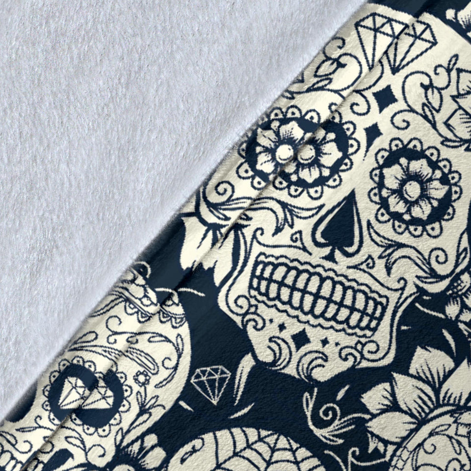 Sugar Skull Black White Pattern Premium Blanket