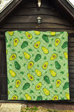 Avocado Pattern Green Background Premium Quilt