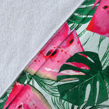 Watermelons Tropical Palm Leaves Pattern Premium Blanket