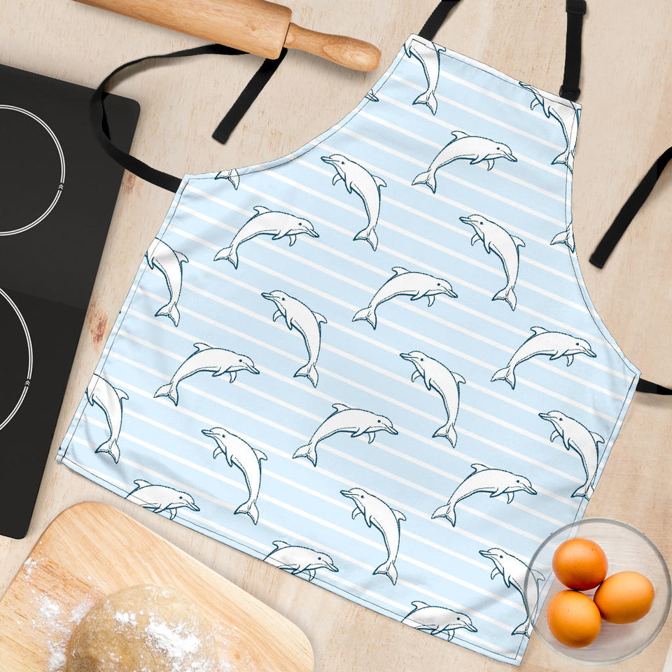 Dolphin Blue Striped Background Adjustable Apron