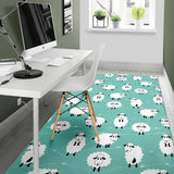 Cute Sheep Green Background Area Rug